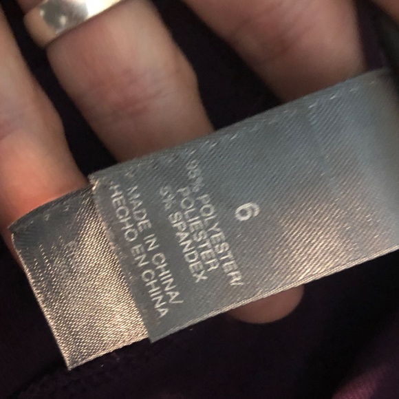 Vtg Y2K BISOU BISOU Dk Plum Stretch Knit Short Sleeve Pleated Front Midi Dress~6 - Picture 9 of 10